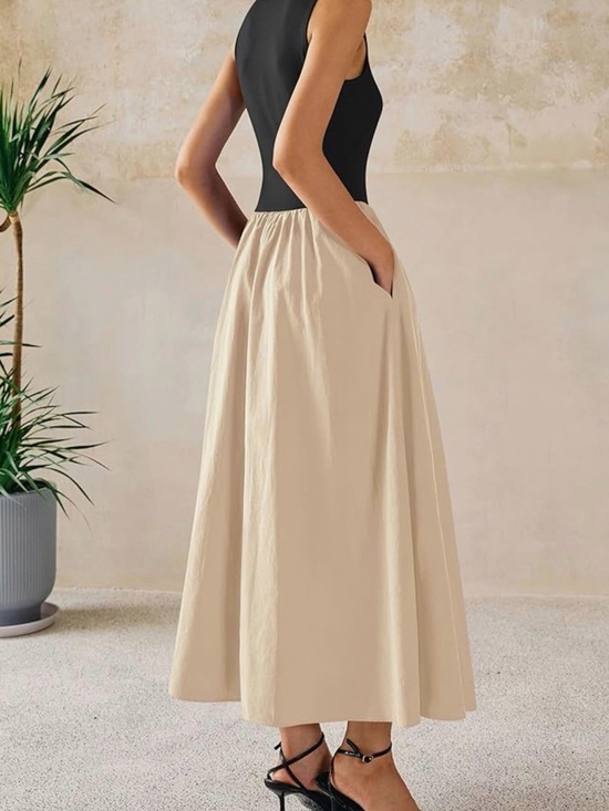 PrettyGarden Dresses & Skirts - Elegant Cream Maxi Skirt with Side Pockets